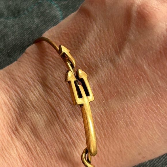 Alex & Ani gold tone Poseidon Trident horizontal wrap bangle bracelet - Picture 2 of 5